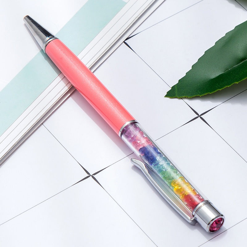 Whoelsale Pens Rainbow Crystal Pen Fragmented Diamond Fashion Metal Office Pen
